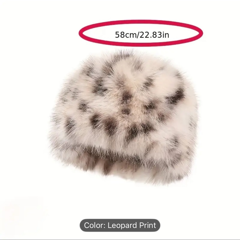 NEW: Elegant Leopard Print Faux Fur Hat - Picture 3 of 8